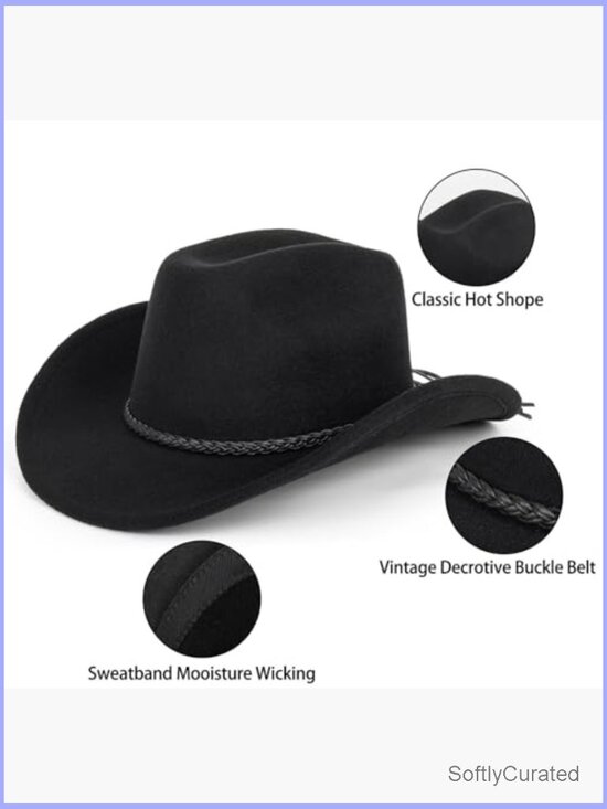 Classic Roll Up Cowboy Hat with Buckle Belt Unisex Western Fedora main image 5